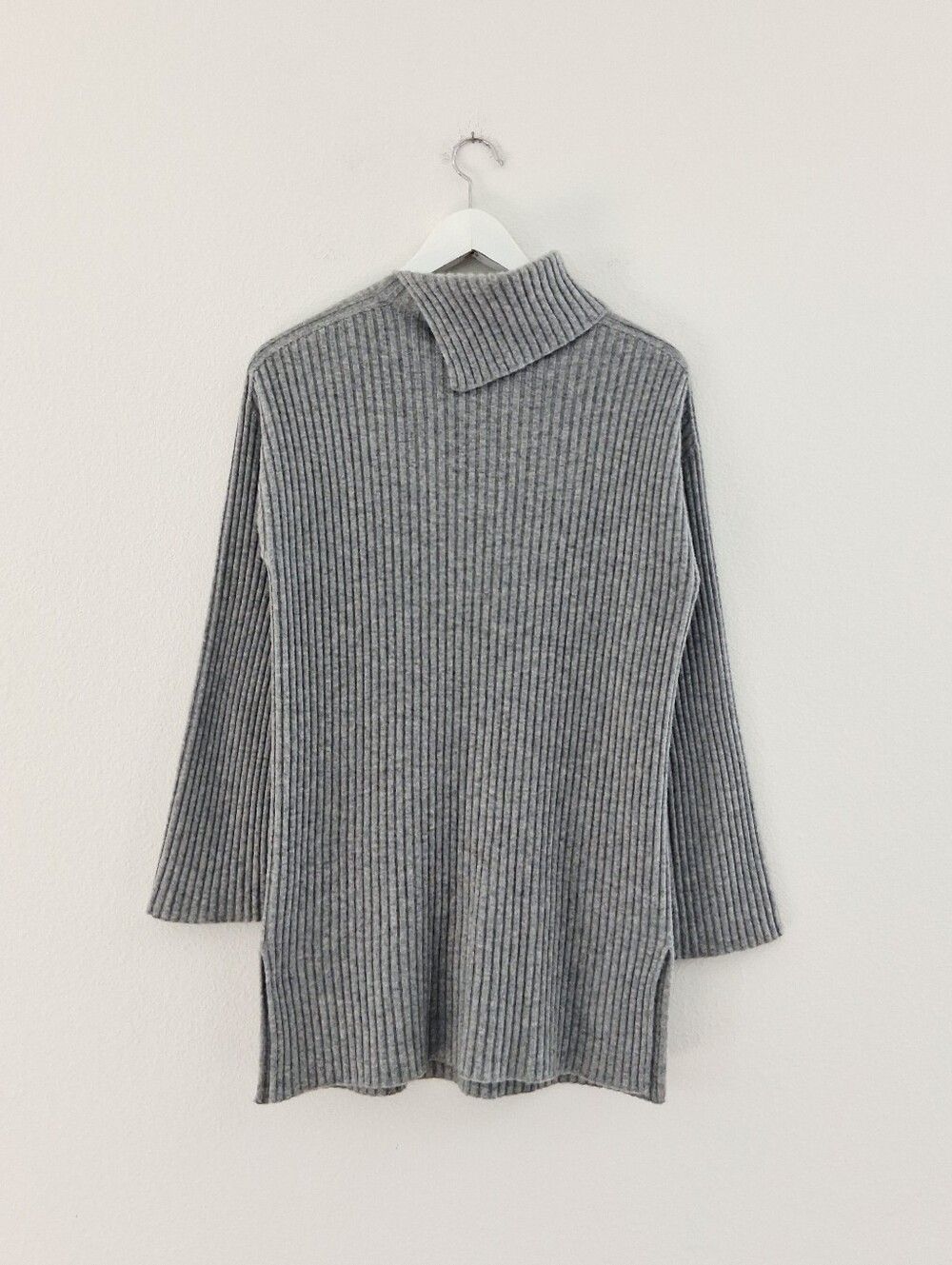 Eileen Fisher Cashmere Rib Knit Turtleneck Tunic Sweater Quiet Luxury Minimalist - Picture 2 of 11